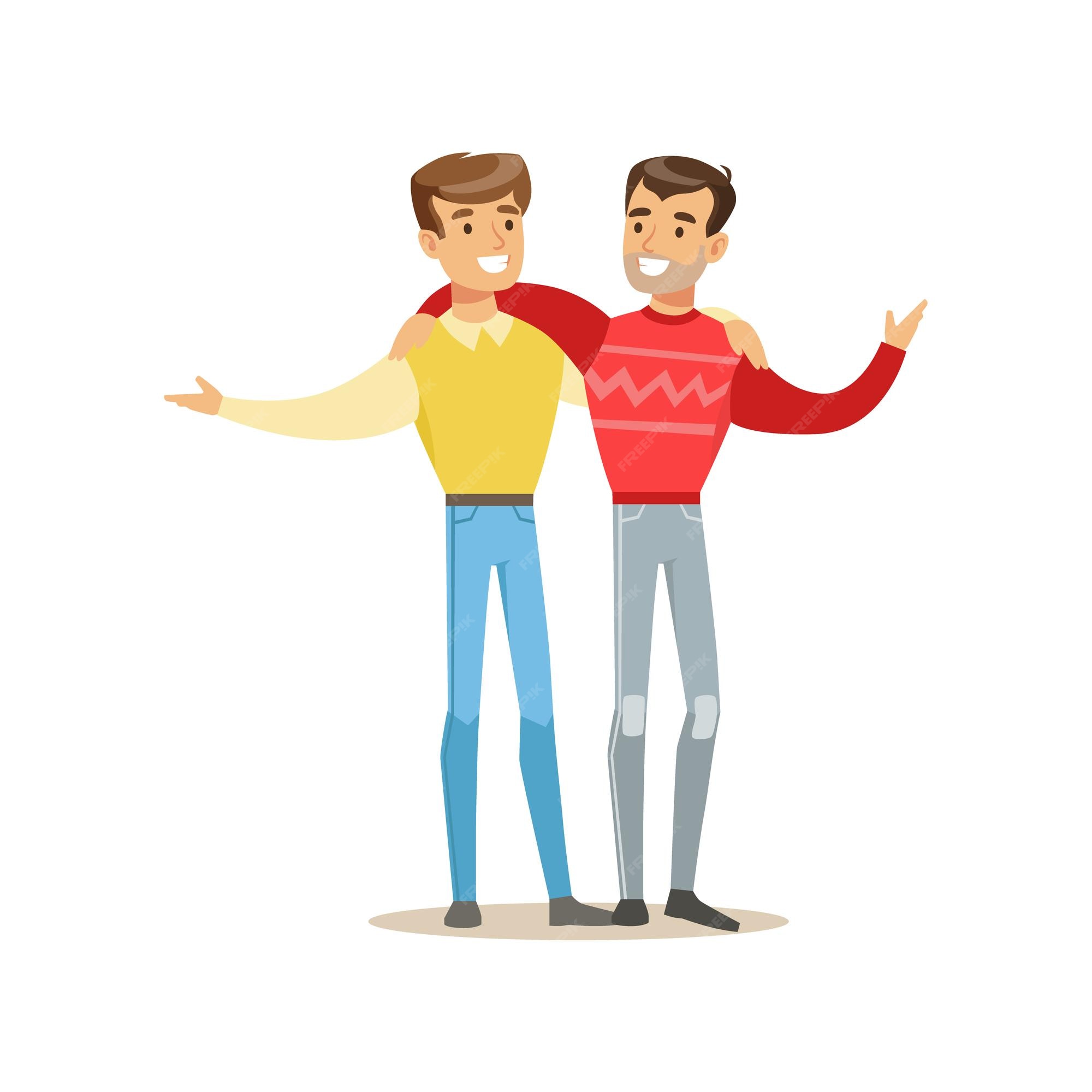 Premium Vector | Happy two guys best friends having good time together part of friendship illustration series Premium Vector | Happy two guys best friends having good time together part of friendship illustration series