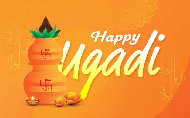 Happy ugadi festival vector background design template