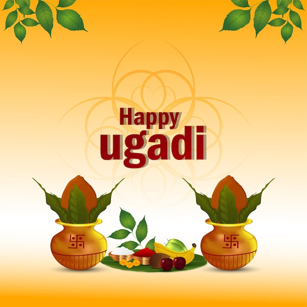 Happy ugadi greeting card and