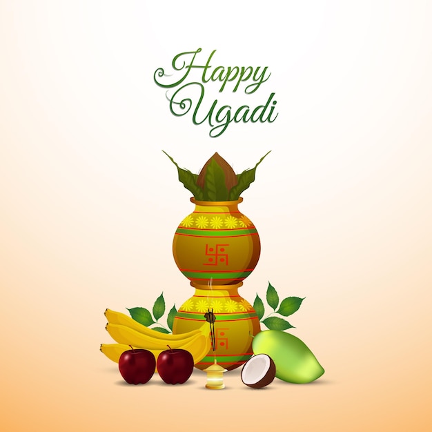 Vector happy ugadi or gudi padwa celebrationgreeting card and background