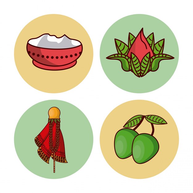 Vector happy ugadi icons