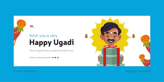 Vettore modello di copertina facebook happy ugadi indian festival