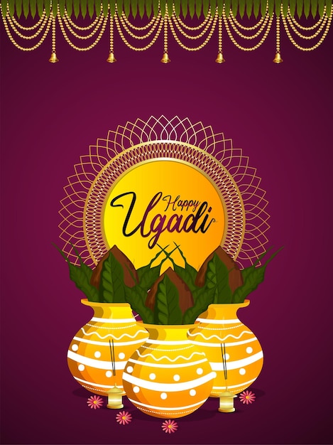 Happy ugadi. template greeting card traditional festival