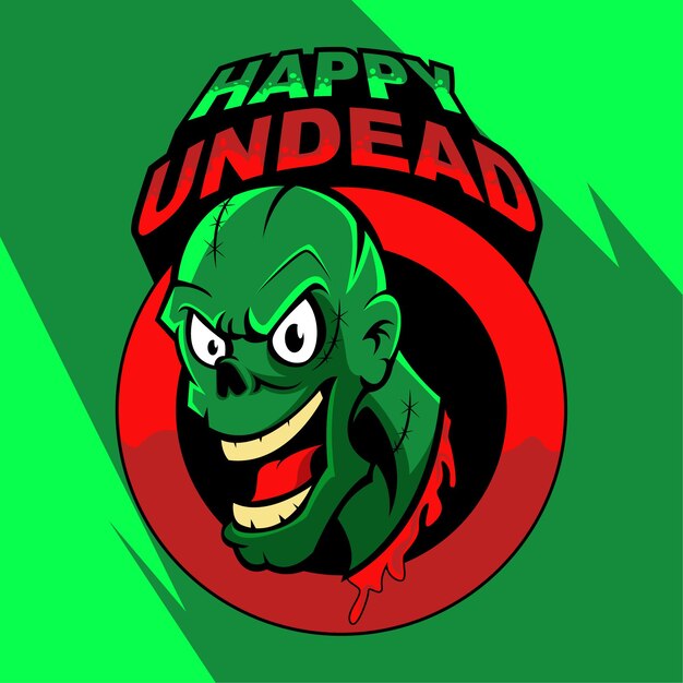 Happy undead mascot logo vector illustration