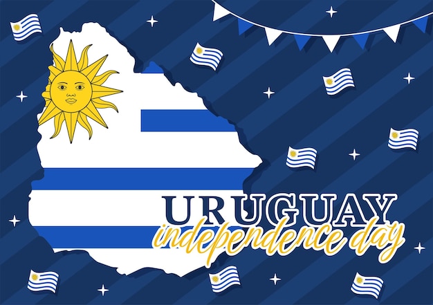 Vector happy uruguay independence day vector illustratie op 25 augustus met zwaaiende vlag in nationale feestdag