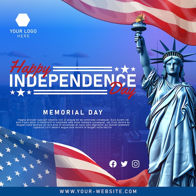 Happy Usa Independence Day Banner en Social Media Story Post Template