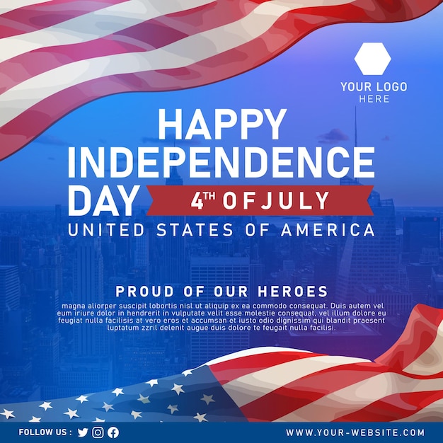 Happy Usa Independence Day Banner and Social Media Story Post Template