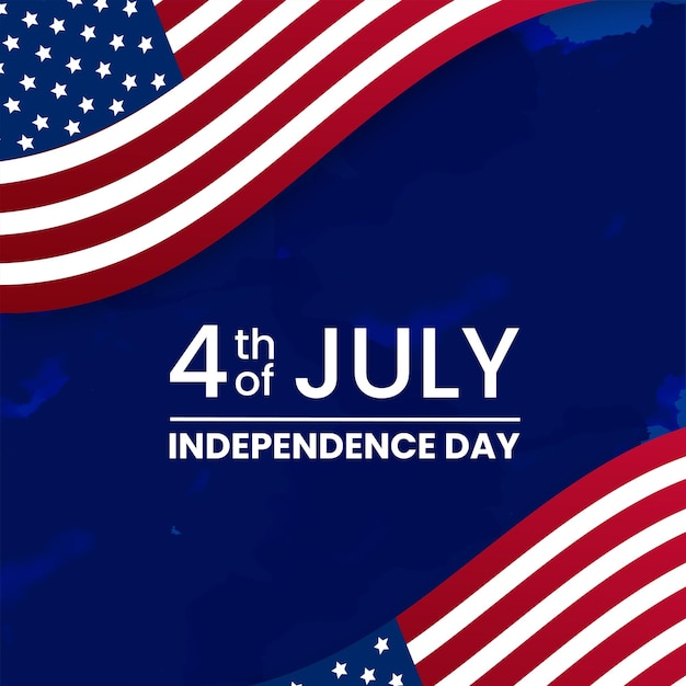 Happy usa independence day blue red white background social media design banner free vector