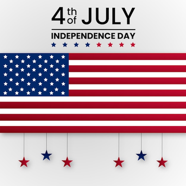 Happy usa independence day blue red white background social media design banner free vector