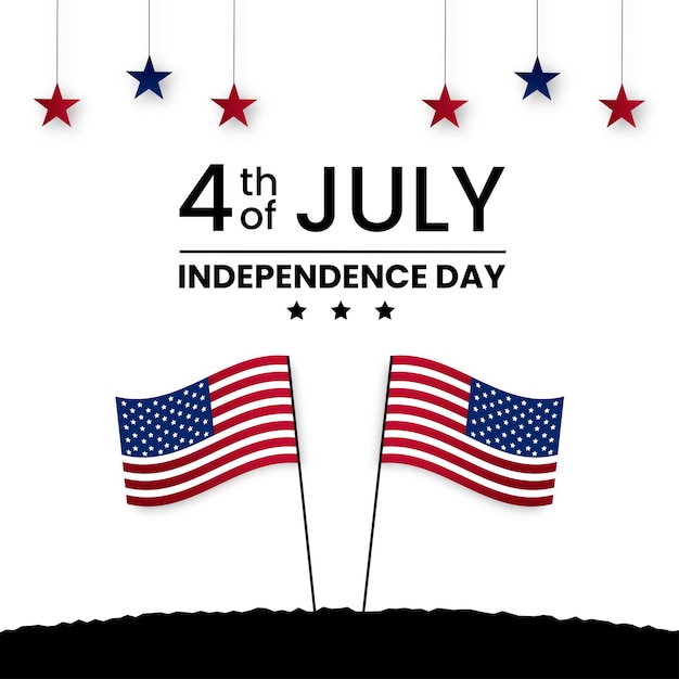 Happy usa independence day blue red white background social media design banner free vector