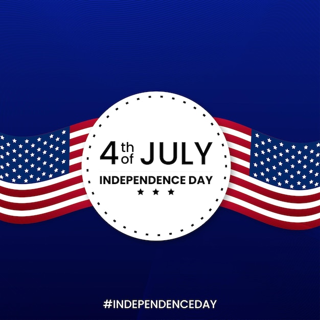 Happy USA Independence Day Blue Red White Background Social Media Design Banner Free Vector