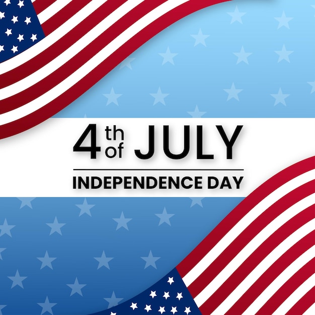 Happy USA Independence Day Blue Red White Background Social Media Design Banner Free Vector