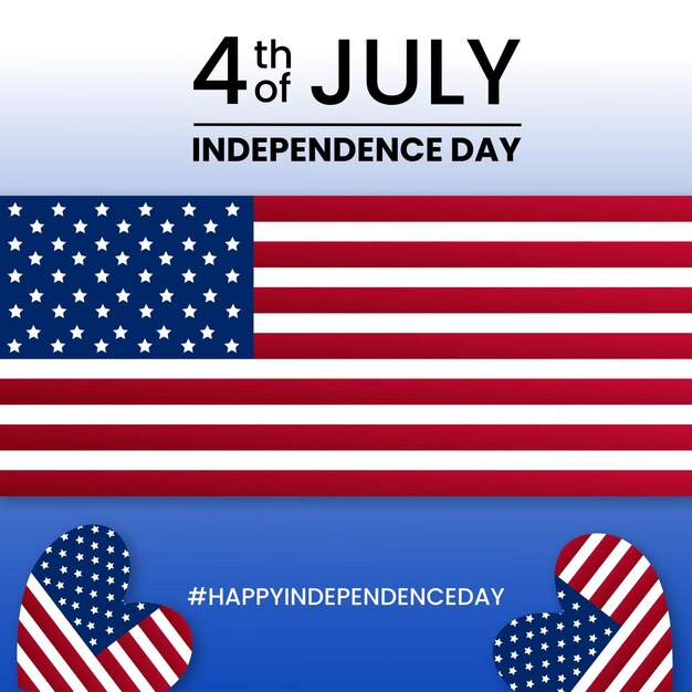 Happy USA Independence Day Blue Red White Background Social Media Design Banner Free Vector