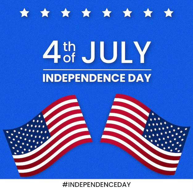 Happy usa independence day blue red white background social media design banner free vector