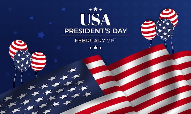 Happy USA Presidents day 21 februari met vlagillustratie op decoratieve achtergrond