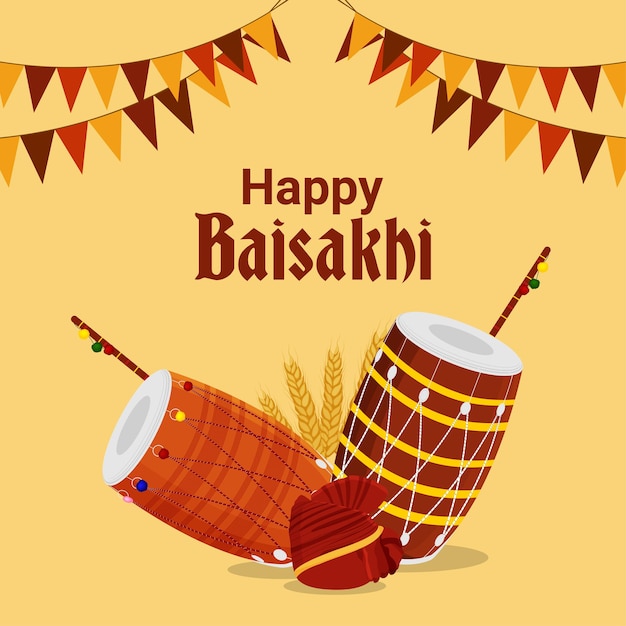 Happy vaisakhi flat design concept