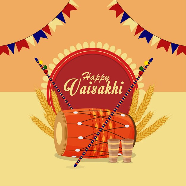 Happy vaisakhi illustration greeting card