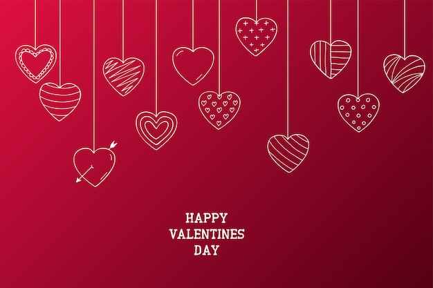Vector happy valentijnsdag achtergrond met creatieve doodle harten poster kaart flyers dekking
