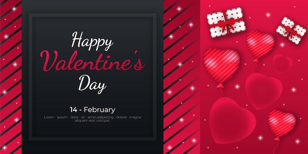 Happy Valentijnsdag achtergrond met hart en geschenkdoos