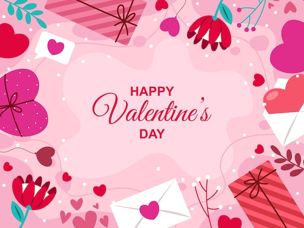 Happy Valentijnsdag achtergrond of banner mooie romantiek roze kleur moderne stijl vector design