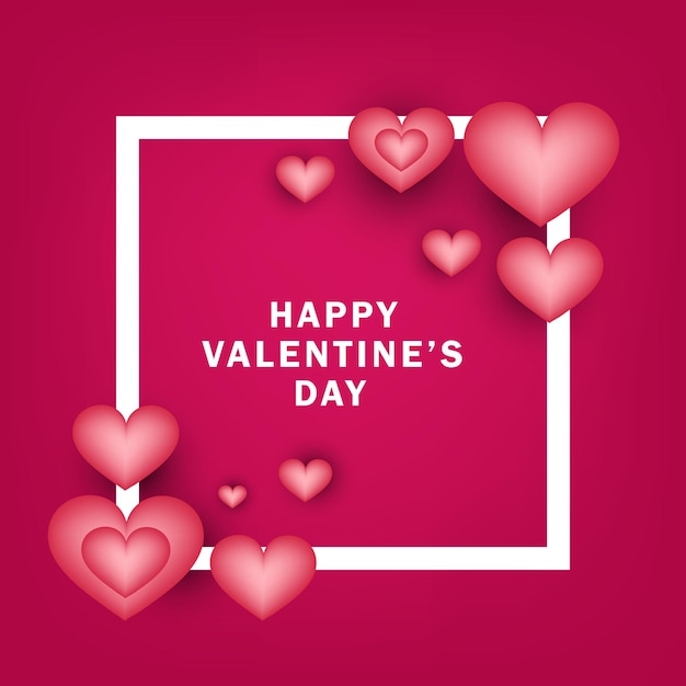 Happy Valentijnsdag frame met glanzende harten en tekst ruimte