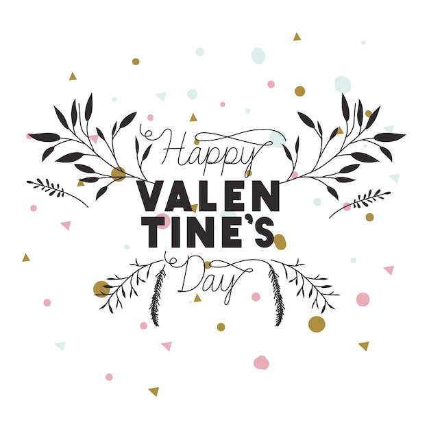 Vector happy valentijnsdag label met bloem kroon pictogrammen