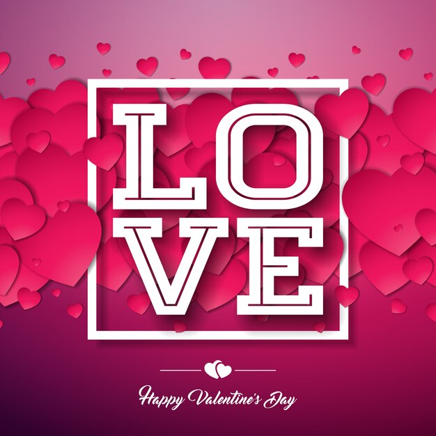 Happy valentijnsdag ontwerp met rood hart op glanzende achtergrond.