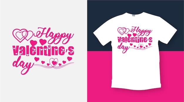 Vector happy valentijnsdag typografie belettering romantische belettering van liefde promotie tshirt ontwerp