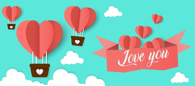 Happy Valentijnsdag typografie vector design met papieren ballon