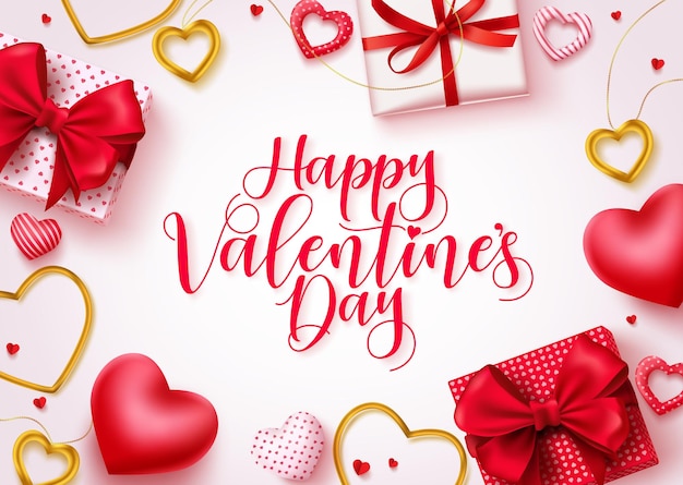 Happy Valentijnsdag vector achtergrond Happy Valentijnsdag begroeting met hartjes