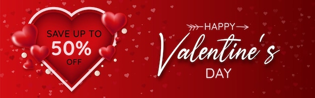 Vector happy valentijnsdag verkoop gepromote harten en cadeau