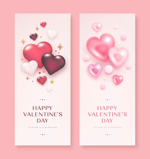 Happy valentijnsdag verticale banners