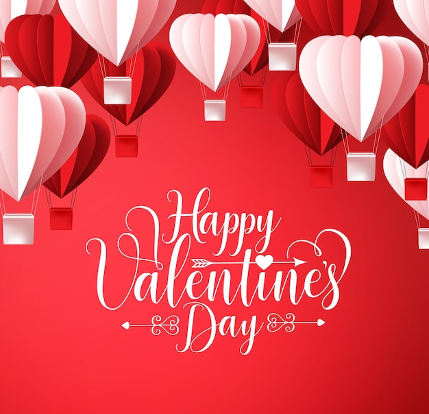 Happy Valentijnsdag wenskaart vector ontwerp op rode achtergrond met papier cut