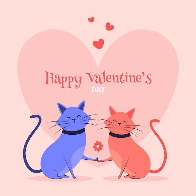 Happy valentijnsdag, wenskaart, verliefde katten