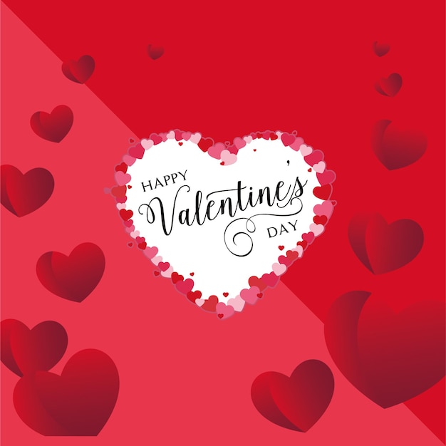 Happy Valentine-dag rood hart met rode en donkerrode achtergrond hartvorm vectorillustratie