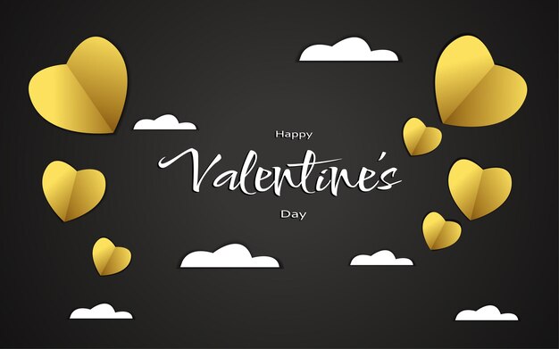 Happy valentine-dagkaartsjabloon elegant gouden zwart concept