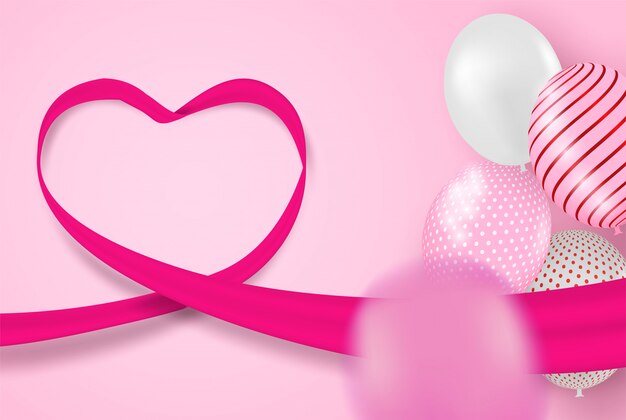 Vector happy valentine day background .design with balloons  on pink background.