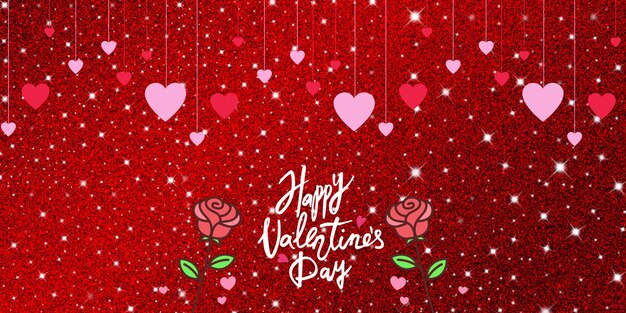 Happy valentine day design with roses and red background