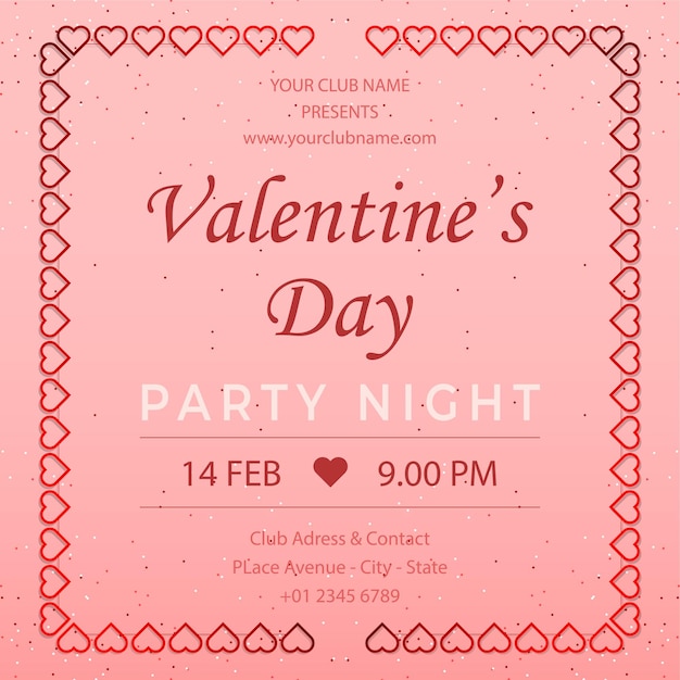 Vector happy valentine day invitation card with hearts for the day of love on color background