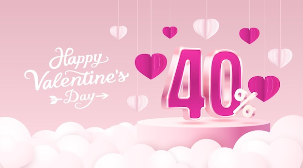 Happy valentine day mega sale special offer off sale banner sign board promotion vector illustration