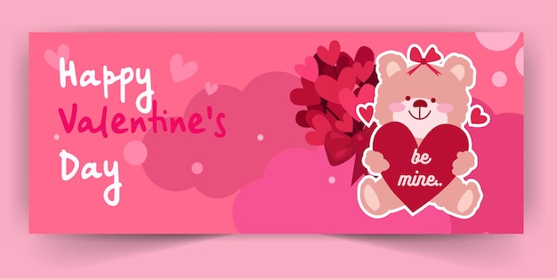 HAPPY VALENTINE DAY POSTER BANNER ILLUSTRATION