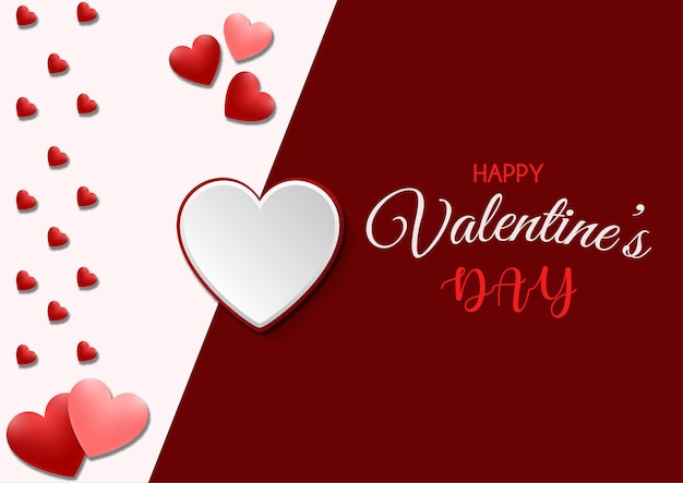 Happy Valentine day Red Heart And Pink heart vector illustration