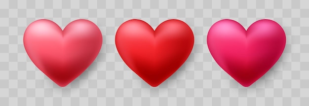 Happy Valentine Day vector design decorated with 3d hearts on png background