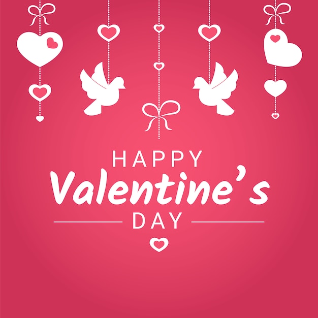 Happy Valentine Day or wedding congratulation banner with various love symbols.