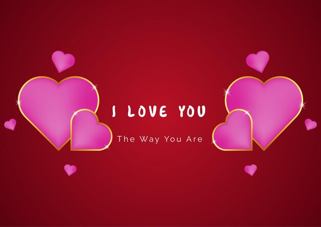 Happy valentine greeting card with love word with red Background premium design