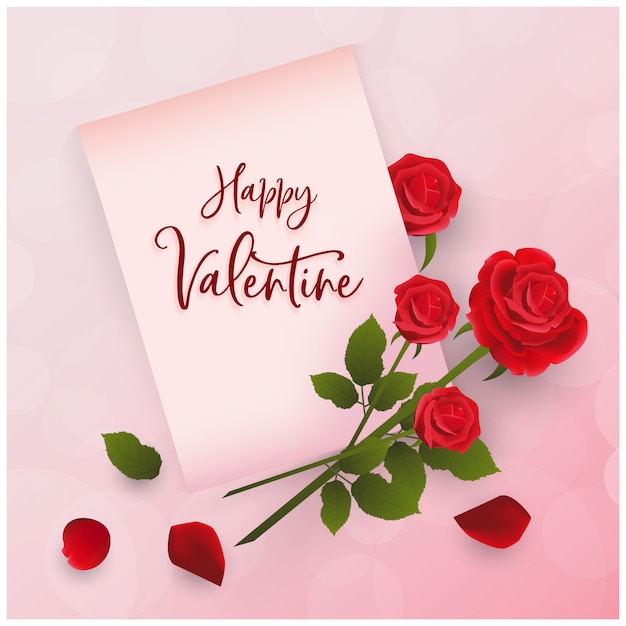 Happy valentine greeting with roses decoration