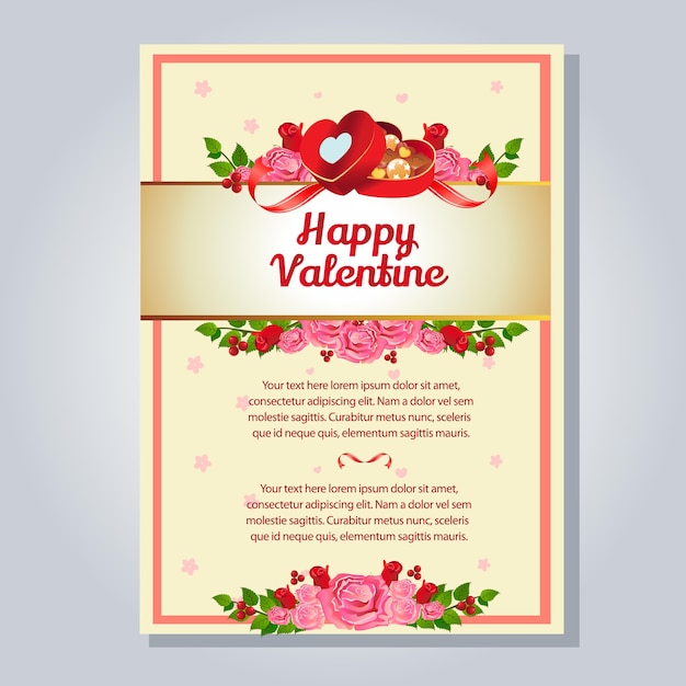 happy valentine letter with chocolate box