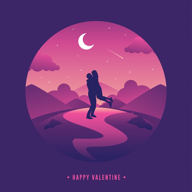 Vettore happy valentine romantic flat design