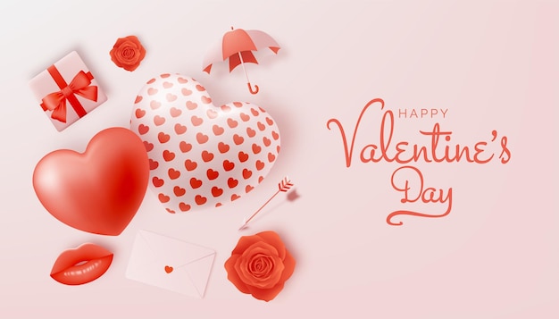 Happy valentine's day achtergrond met leuke en mooie stijl illustratie