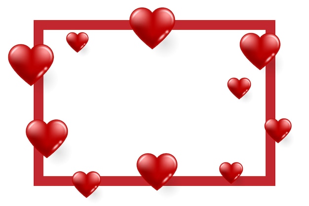 Happy Valentine's Day achtergrond met rood hart en frame. Decoratie. Behang. Bruiloft. Vector